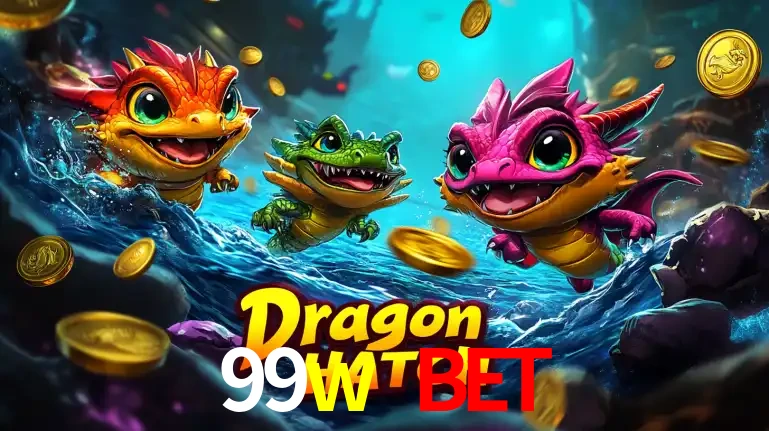 Arte promocional do jogo Dragon Hatch com três adoráveis dragões bebês nadando entre moedas de ouro, um dos slots mais divertidos para jogar no cassino 99w bet.