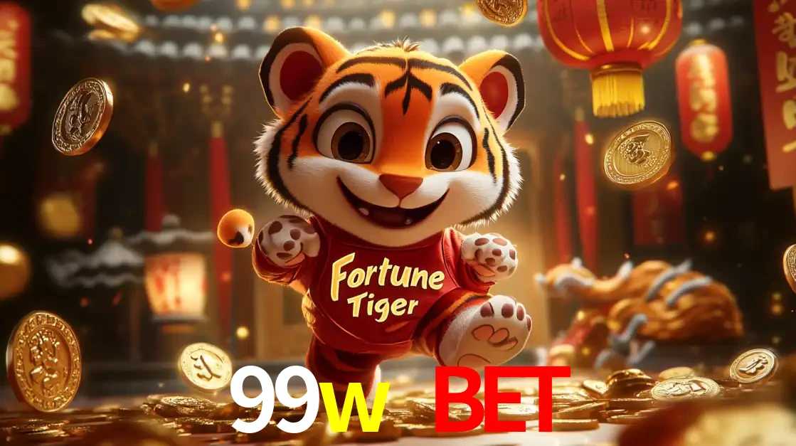 O alegre personagem do Fortune Tiger correndo sobre um caminho de moedas de ouro, simbolizando os grandes prêmios e a diversão do popular jogo de slot do 99w bet.
