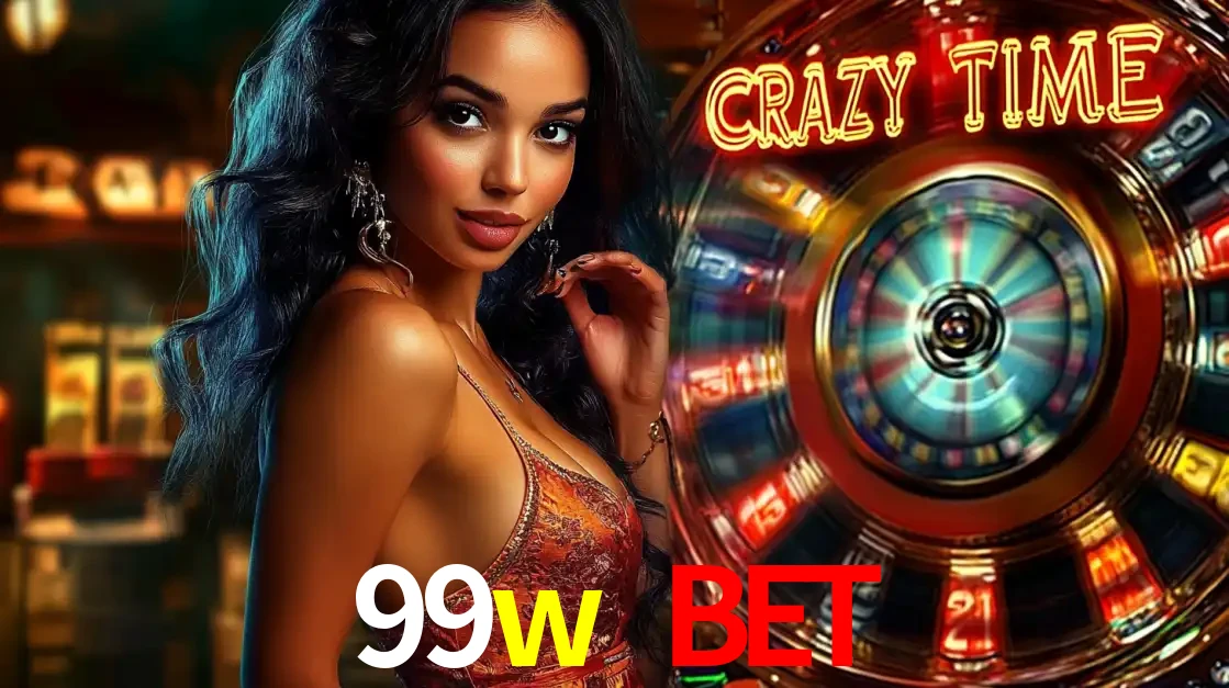 Mulher elegante ao lado da vibrante roda da fortuna do jogo de cassino ao vivo Crazy Time, um dos game shows mais populares e cheios de prêmios do 99w bet.